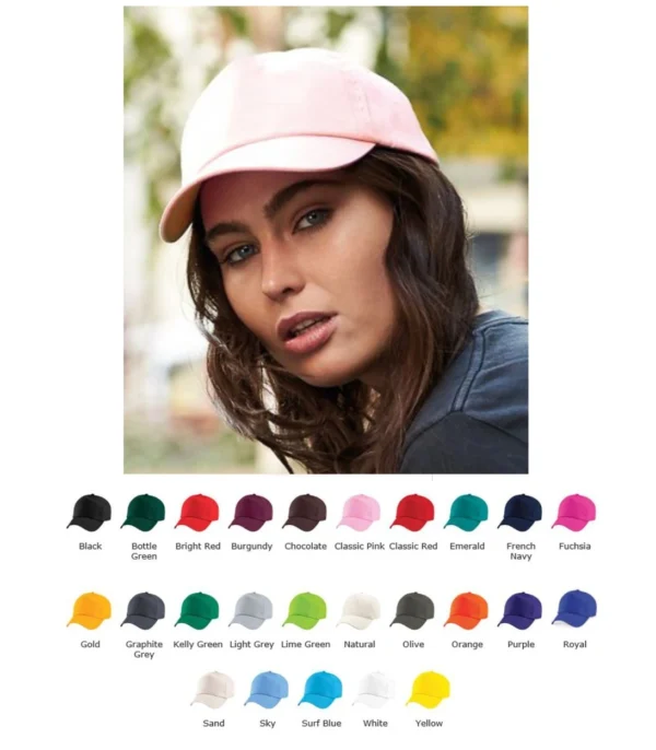 Beechfield BB10  5 panel unlined cotton baseball Cap